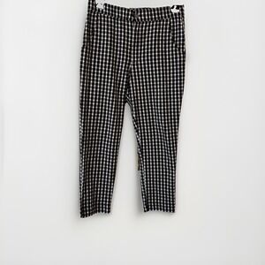 Hollister Gingham Check Slim Leg Pants Black White Elastic Waist High Rise L